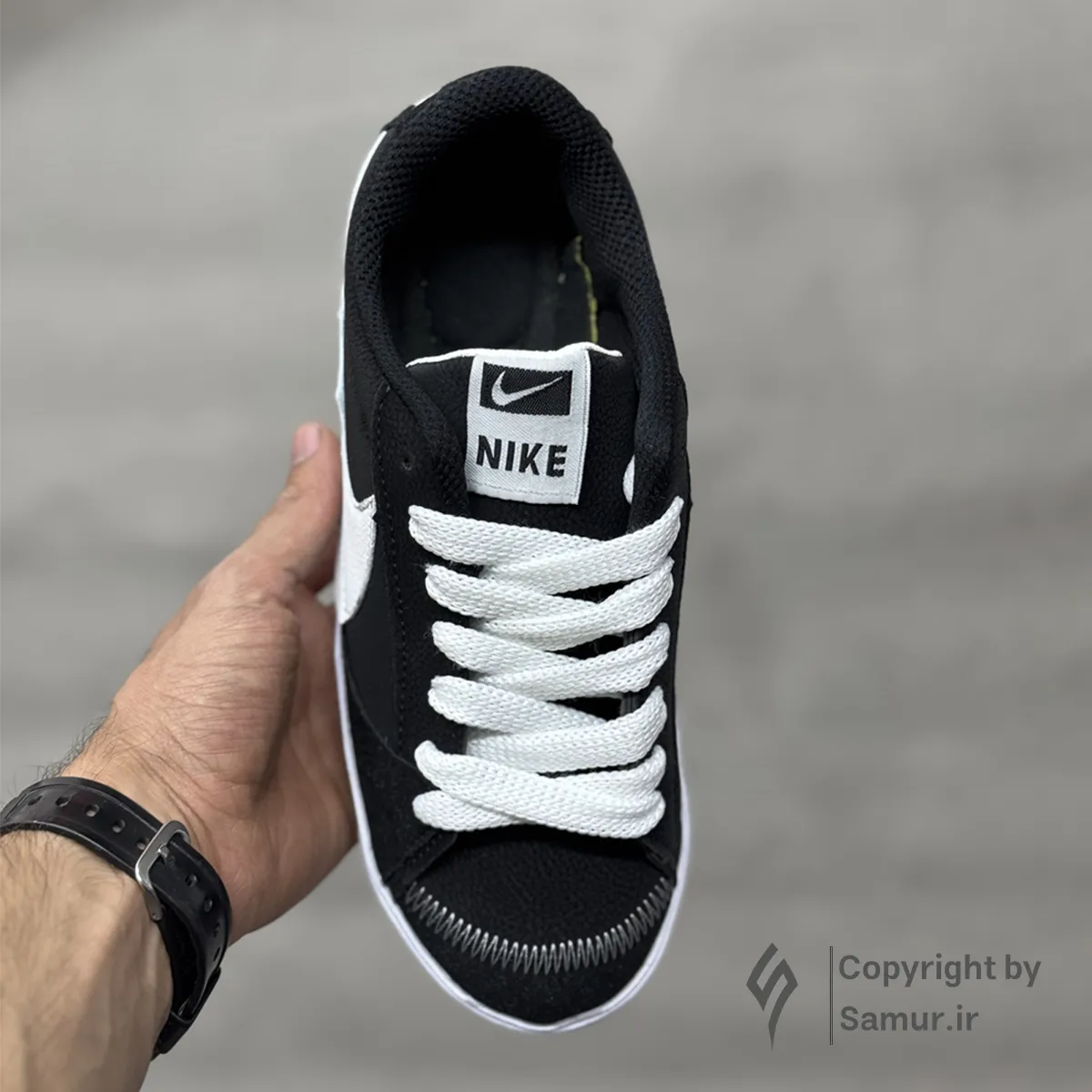 گالری تصاویر کتونی نایک بلیزر جامبو مشکی سفید ساق کوتاه